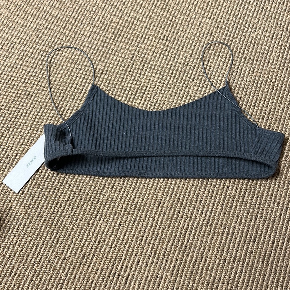 Joah brown corded open back bra charcoal luxe knit - Picture 2 of 3